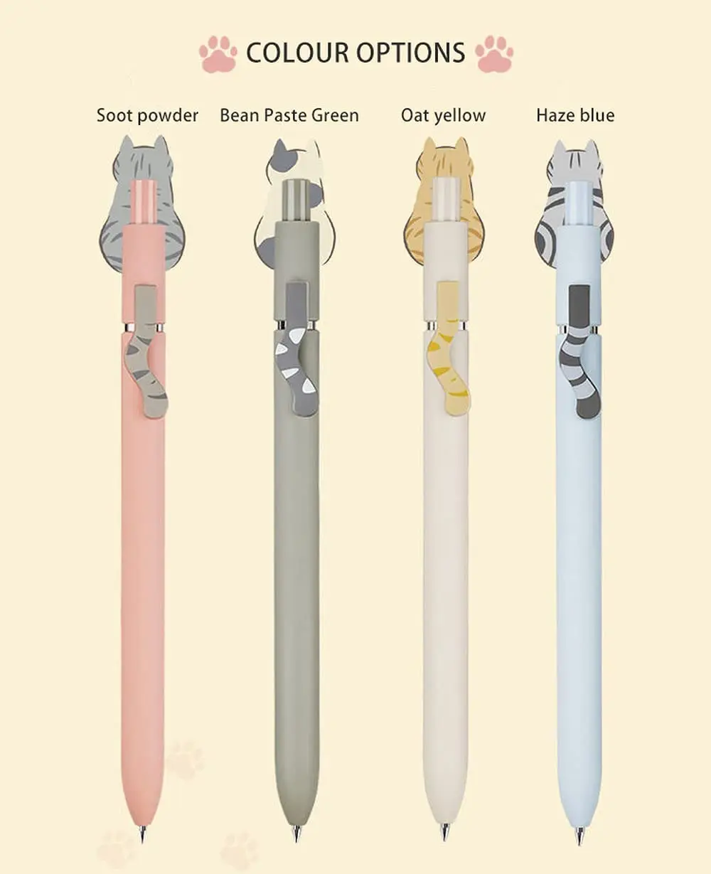 Cute cat press 0.5 cute student gel pen quick dry retractable gel ink black pen suitable for stationery school  supplies