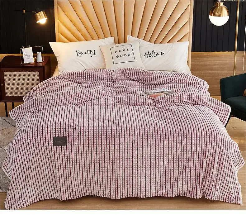 Stripes Small Square Flannel Fleece Blanket Solid Baby Blanket Super Soft Luxury Plaid Blankets