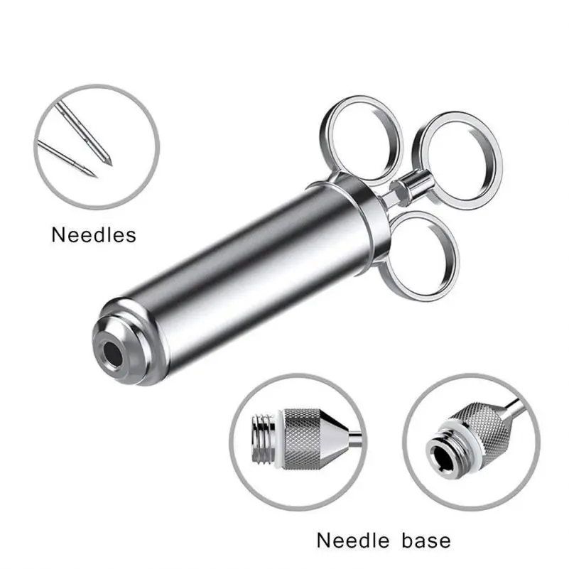
2 Oz Stainless Steel Deluxe Seasoning & Marinade Injector with 2 Gourmet Marinade Needles 