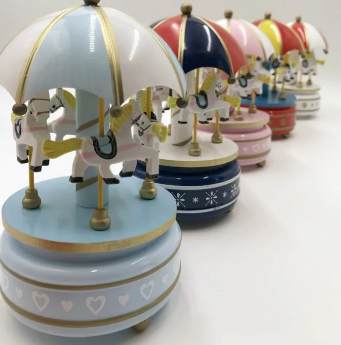 Music box birthday gift wooden crafts carousel music box