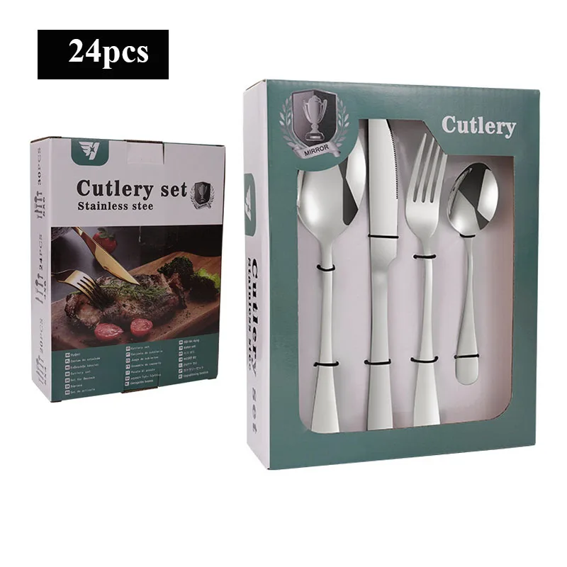 Factory Direct Custom OEM ODM Stainless Steel Cutlery Set Metal Spoon Fork And Knife Classic Flatware Set 24pcs Silverware Set