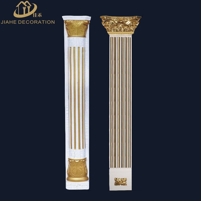 
customized paint gold bronze colour deluxe high quality polyurethane/PU foam flat plane roman columns 