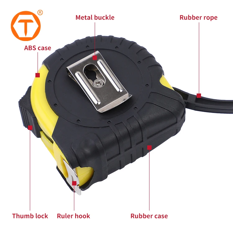 custom logo quality black adhesive round metal case self locking stainless steel 25 ft long inch measure tape