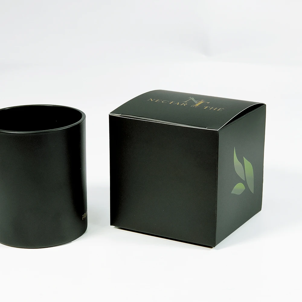 Unique Foldable Luxurious Mini 10oz 8oz Seed Paper Packaging Packiching Black Box For Candle