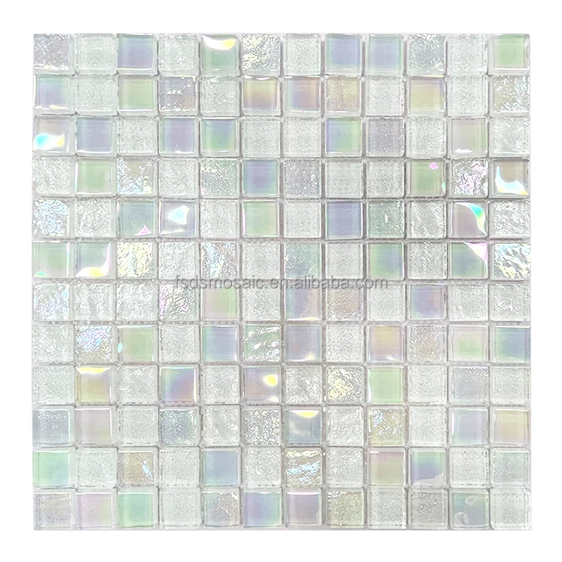 Factory Direct Customized Square Shape Glossy Surface Glass Mosaic Glitter Tiles Modern Interior Wall Swimming Pool Mosaic