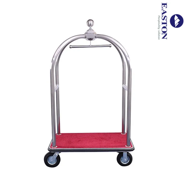Stainless steel bellman luggage cart or concierge birdcage trolley luggage cart for hotel