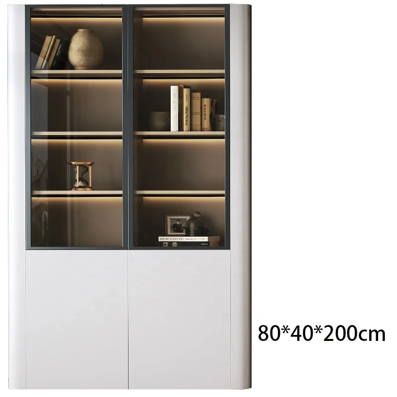 Wooden cabinet home High size Office Furniture Design Glass door Executive Boss Luxury bookshelf