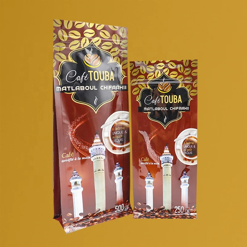 125g 8 oz 340g roasted coffee flat bottom pouch ziplock bags for food packaging custom doypack coffe bags with valve