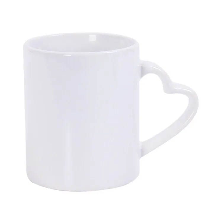 Rubysub M002 High Quality 11oz Heart Handle Ceramic Sublimation Blanks Coffee Mugs Supplier Wholesale