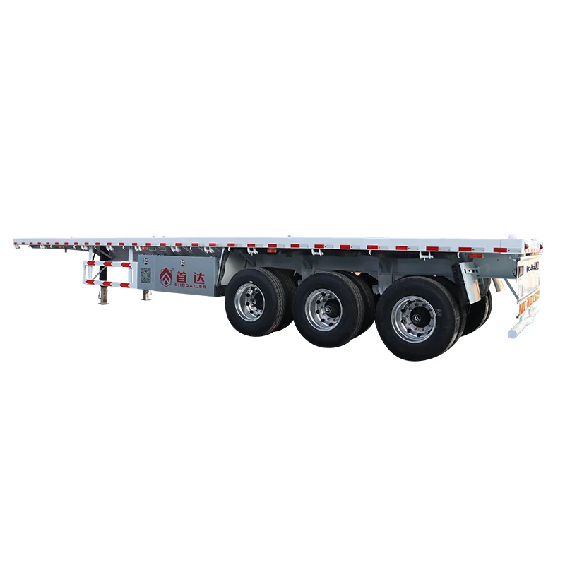 Flatbed truck trailer 40ft  High quality High strength steel raw material truck trailers for export