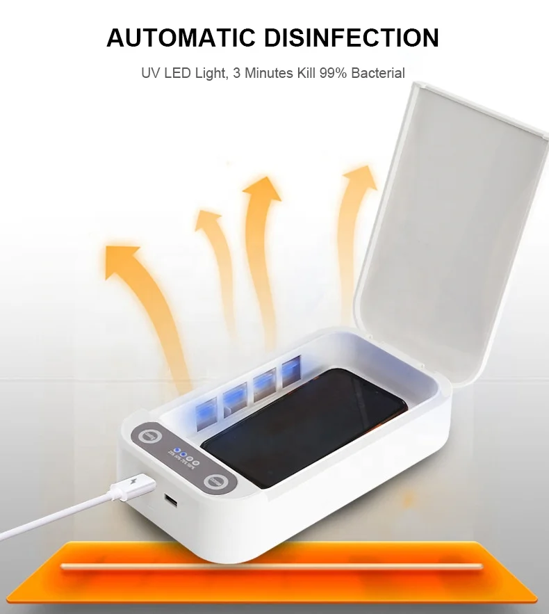 
Portable small led UV light smartphone sterilizer box with USB wireless charging uv led sterilizer box 
