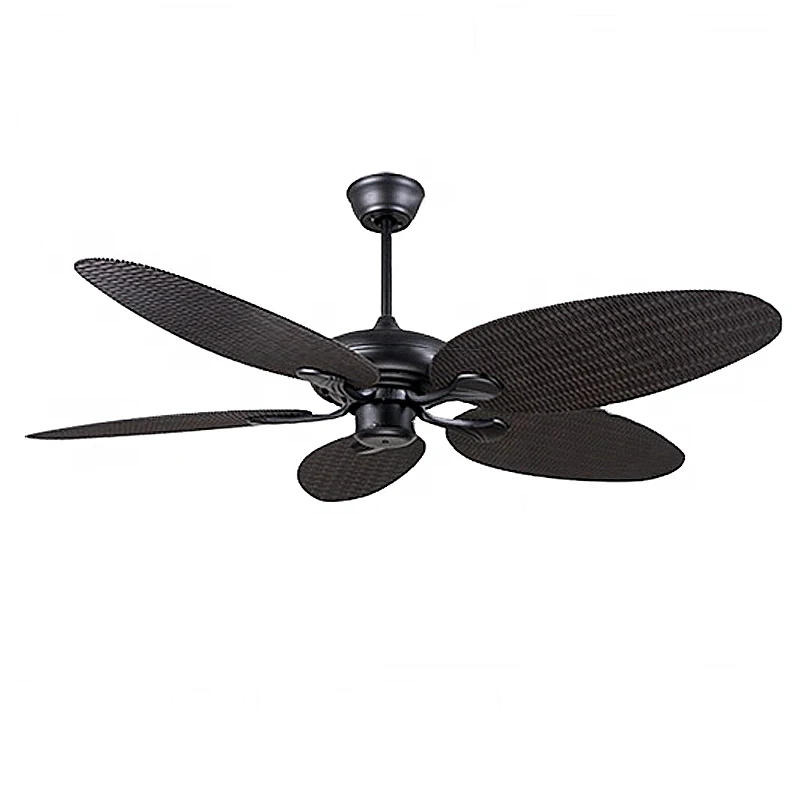 High quality weaving rattan decorative palm leaf blades  52' Inch DC motor ceiling fans with remote control