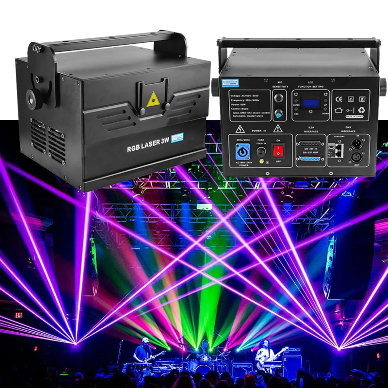 Профессиональный анимационный лазерный прожектор 1 Вт 2 3 RGB освещение для дискотеки вечеринки клуба сцены