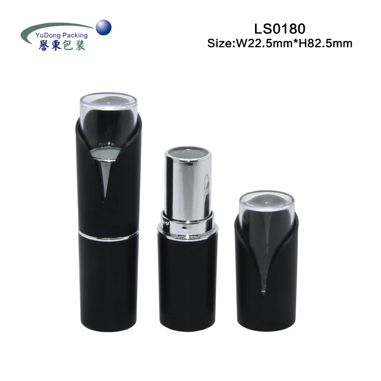 12.1mm unique flower design black cylindrical plastic cosmetic casing empty lipstick tube lip stick packaging