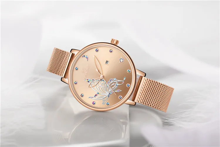 NAVIFORCE 5011 RGRG Sport Watches Women Wrist Butterfly Jewelry Strap Luxury Brand Waterproof Couple Other Diamond Watch reloj