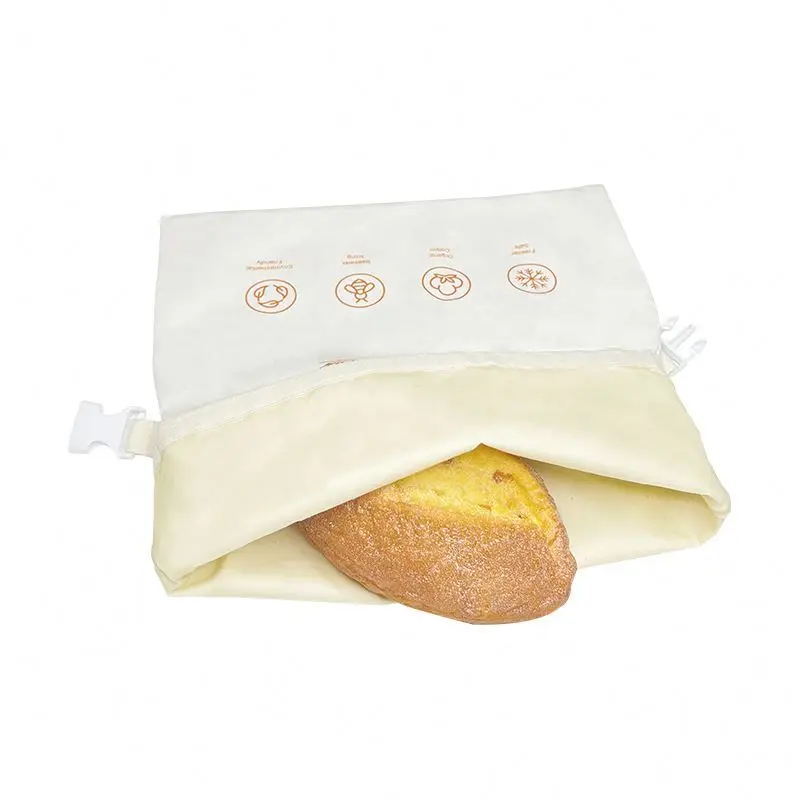 Factory Custom Reusable Linen Bread Bag Pure Cotton Beeswax Sourdough Bread Bags For Homemade Bread