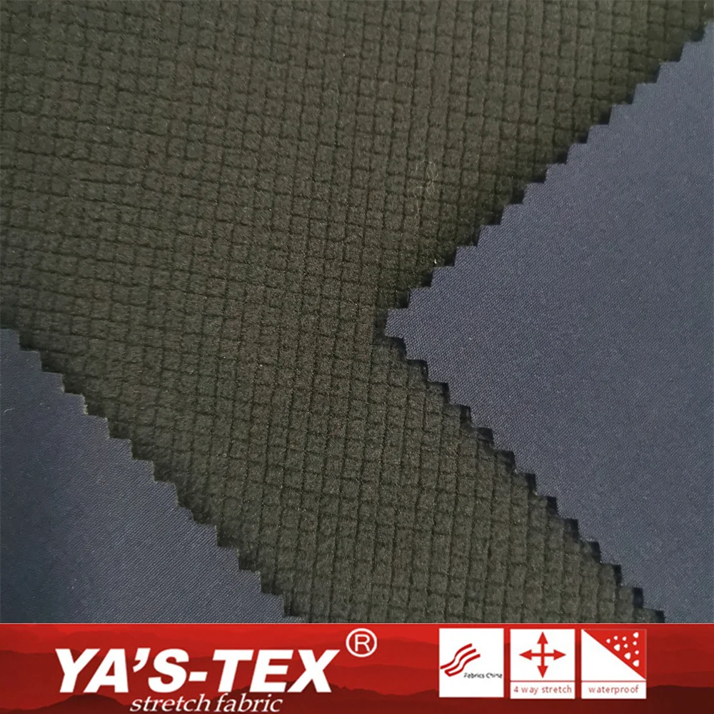 Polyester Spandex Bonded TPE Compound Plaid Fleece Outdoor Sport Stretch Waterproof Windproof Softshell Fabric for Jacket