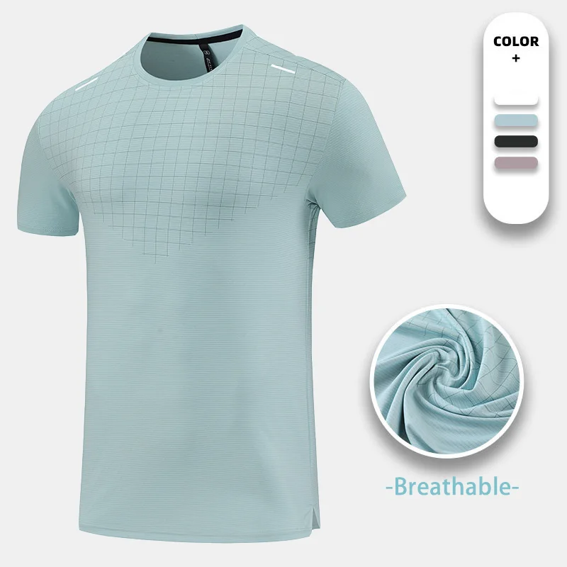mens athletic top activewear shirt Polyester spandex men running clothes gym lightweight sports elastic t shirts