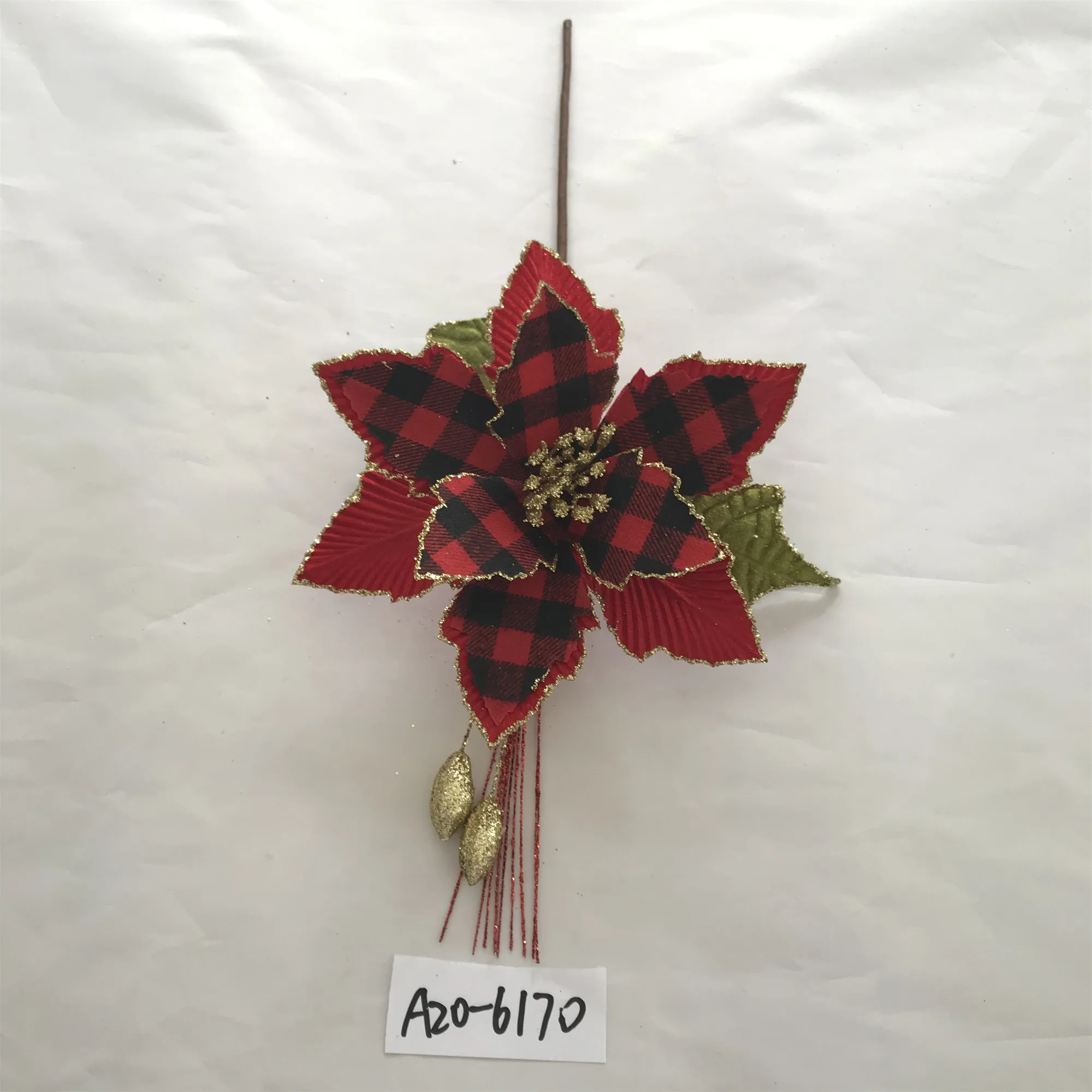 Artificial Christmas fabric poinsettia flowers  velvet Christmas flower Christmas tree decorations manufacturer