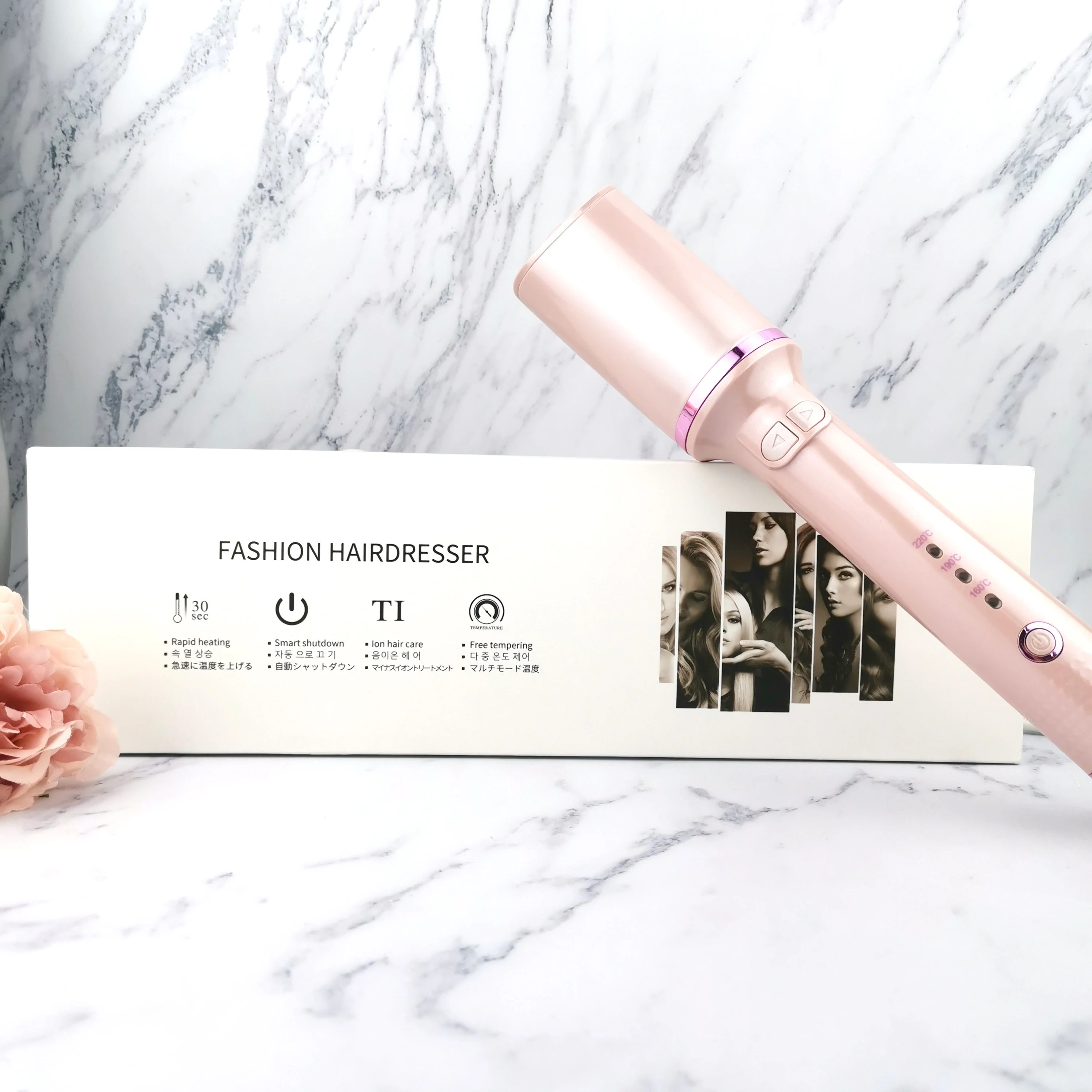 Customized Logo Professional Mini Portable Big Wave Smart Rotating Automatic Hair Curler Curling Iron