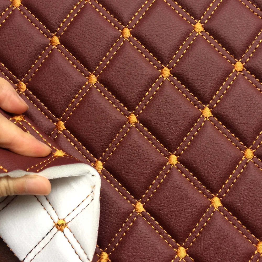 Diamond Stitching Design PVC Embroidery Leather for Car Seat Cover/ Car Mat with Various Designs