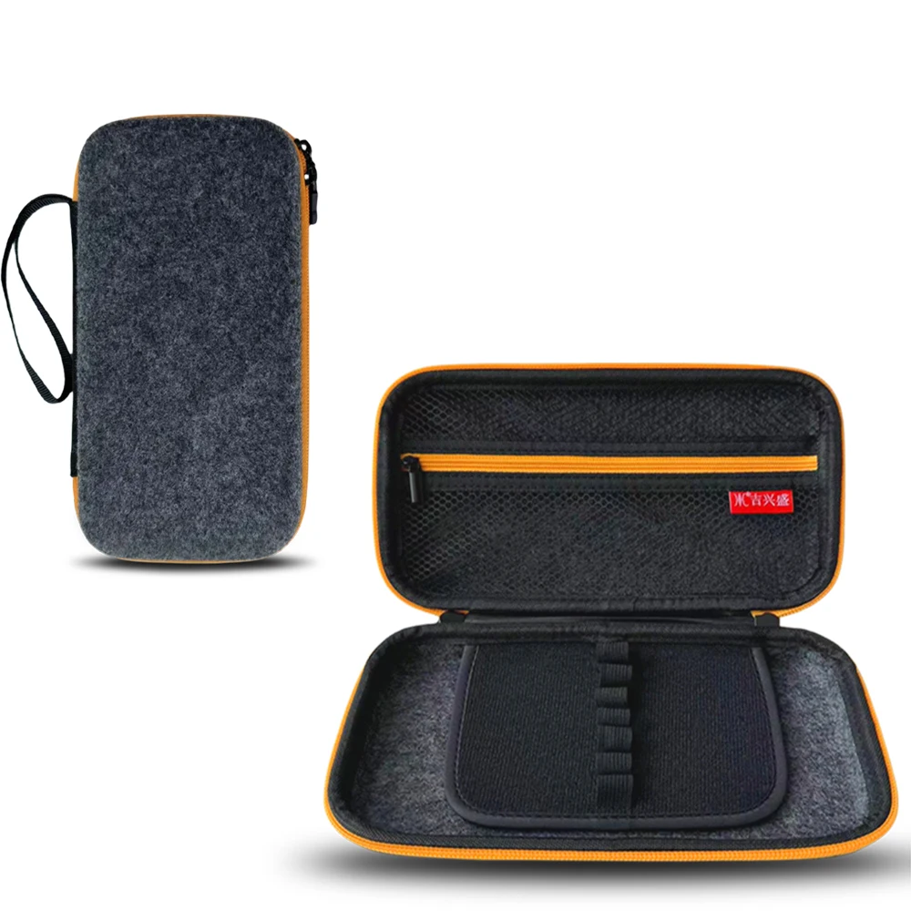 Customized felt pencil case/stationery box orange hard zipper box for school boys and girls