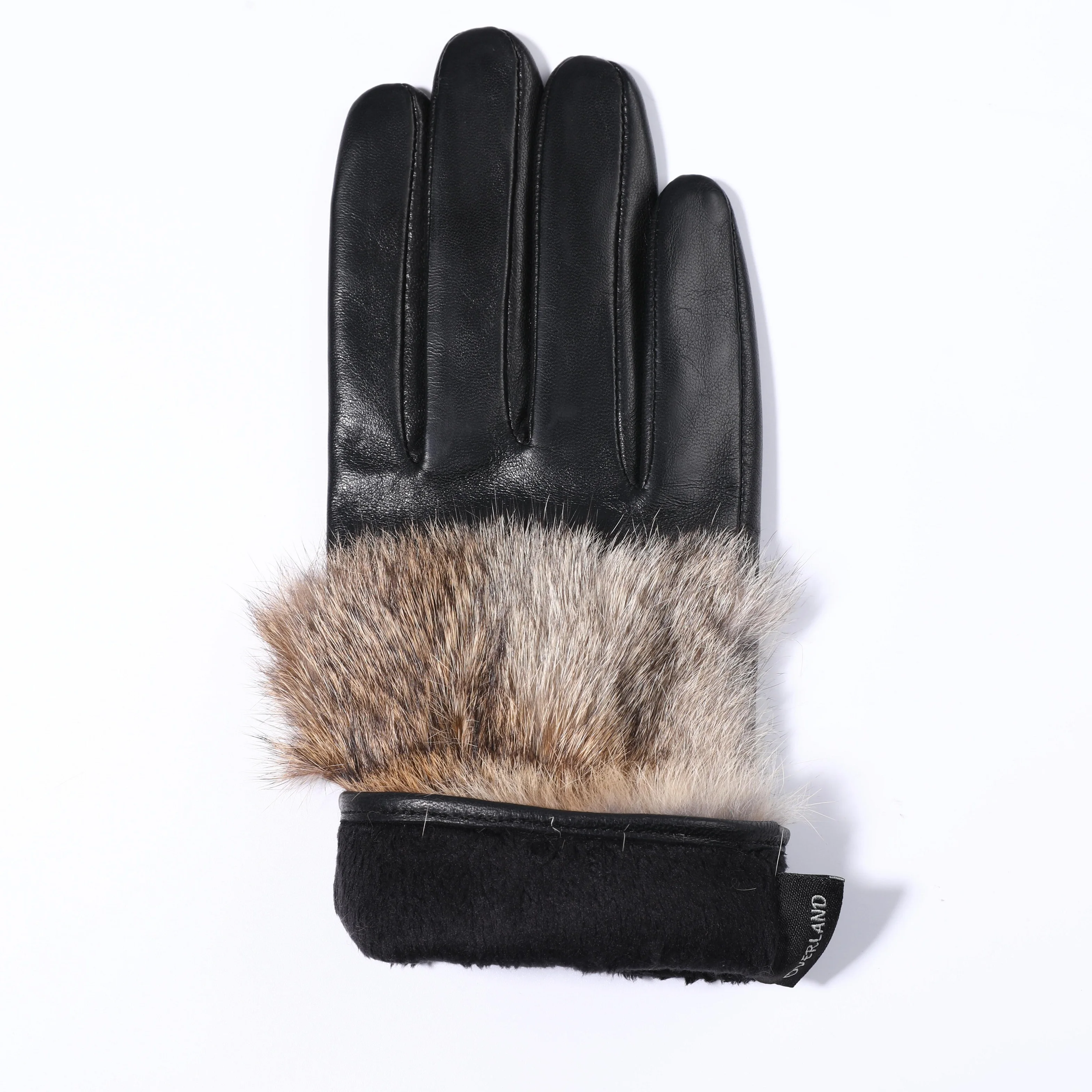 Luxury Imported Real Rabbit Fur Leather Gloves Women Black Sheepskin Genuine Leather Winter Thick Warm Gloves