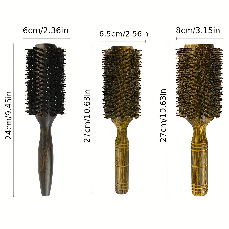 Wooden Hair Styling Comb, Tube Roller Round Comb, Professional Hairdressing Comb For Barber Salon Home Use