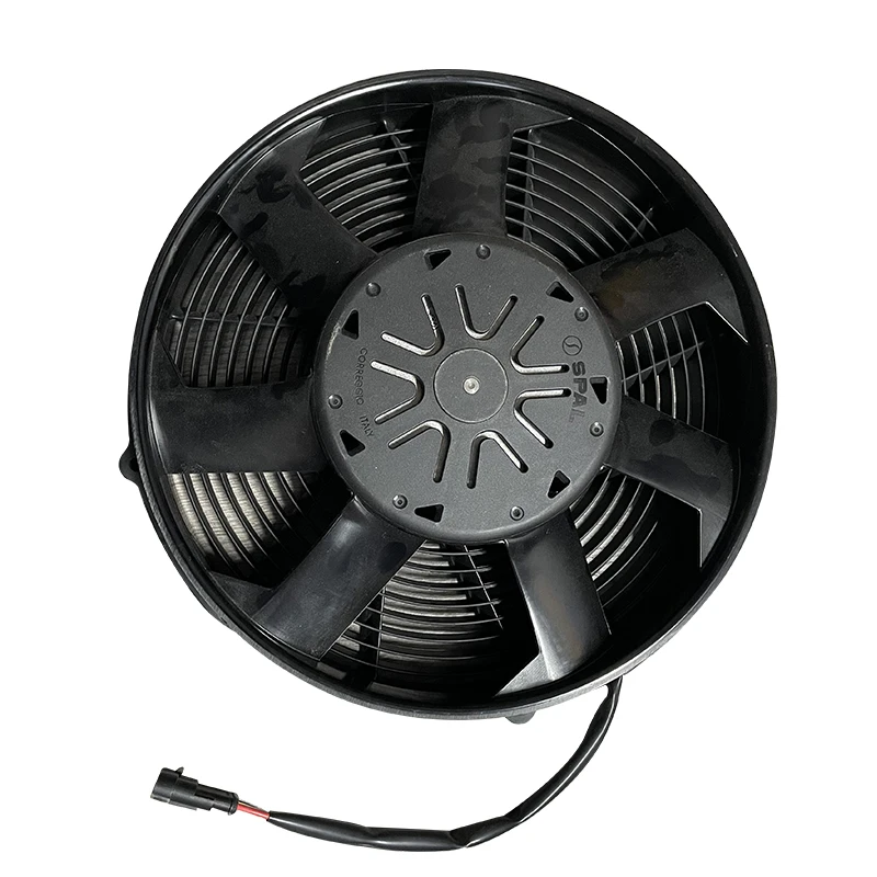 DC Brush Motor Axial Fan Carton Air Cooler Replace Spal VA01 Series for Bus Condenser Fan Push and Pull from China 12V and 24V