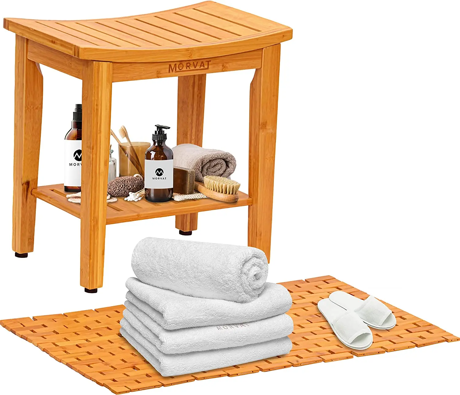 Бамбуковая Водонепроницаемая скамейка для душа ванной табурет ванны спа с полкой хранения деревянная использования в помещении и на