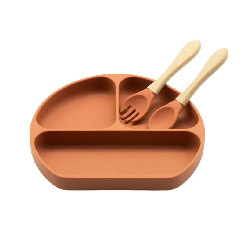 Dish High Quality Feeding Buy Wooden Spoon Babies Baby Suction Plate Silicone Bibs Bib And Bowl Set