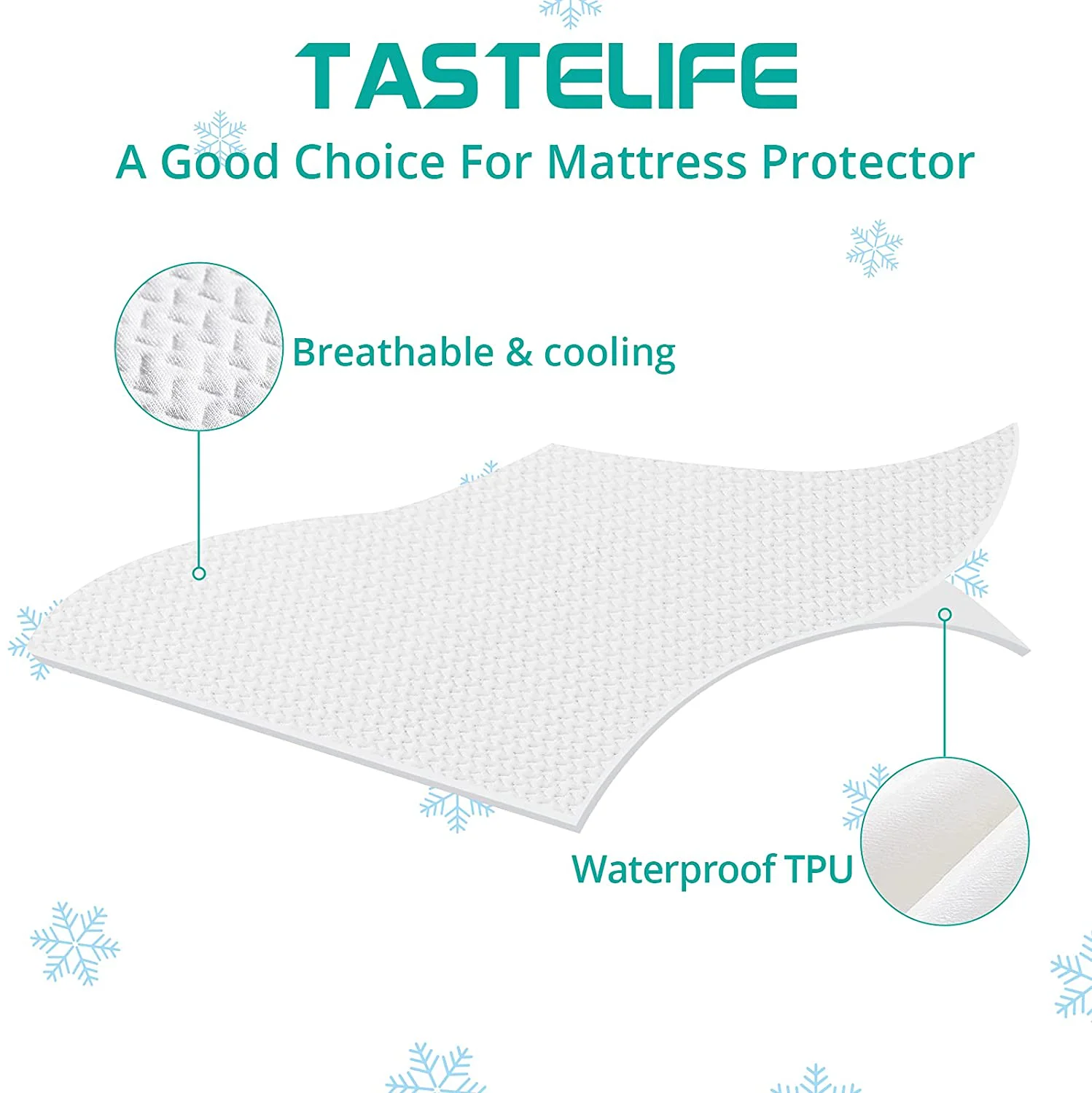 Ultra-soft Smooth Bamboo Jacquard Noiseless Waterproof Mattress Protector Breathable Easy Clean Cooling Cover