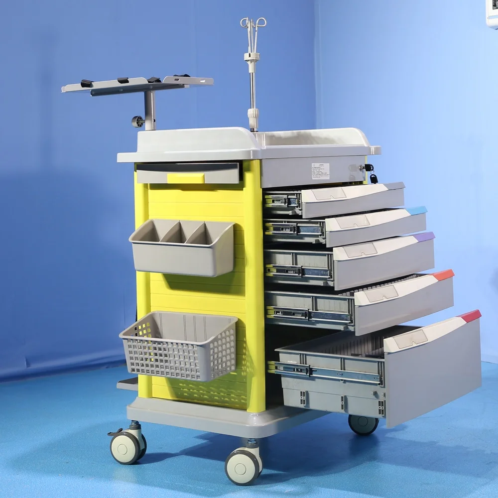Med Instrument Trolley Surgical Dressing Trolley Emergency Carts for Treatment