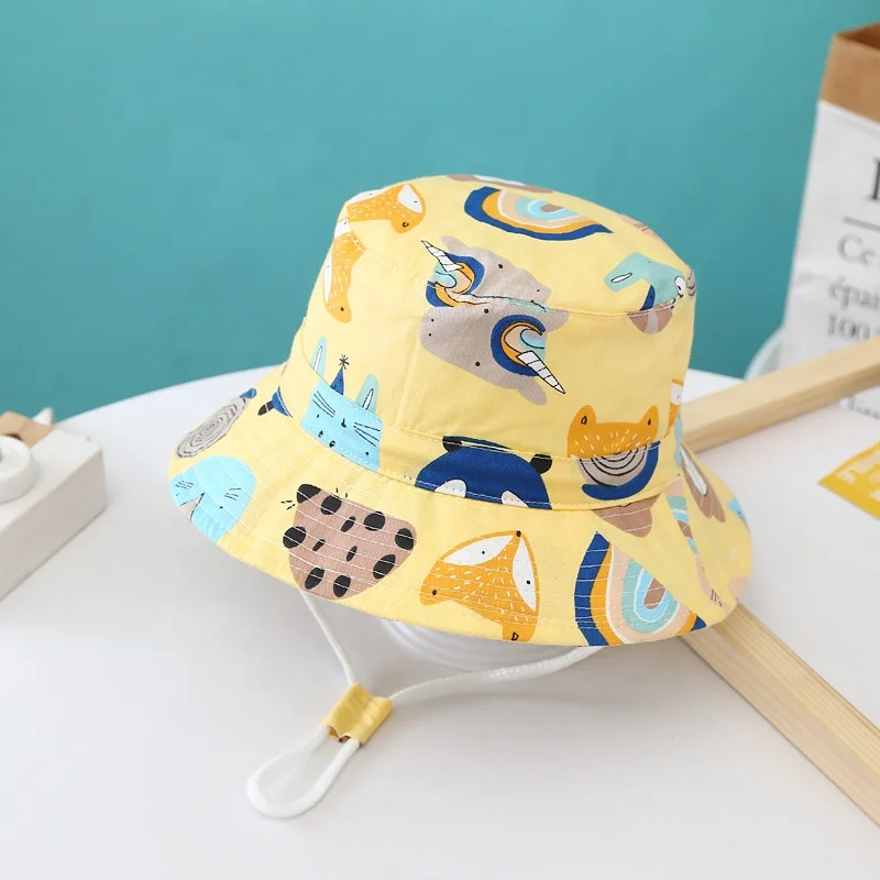 Unisex Adjustable Cartoon Visor Summer Travel Beach Baby Sun Hat Kids Baby Bucket Hat