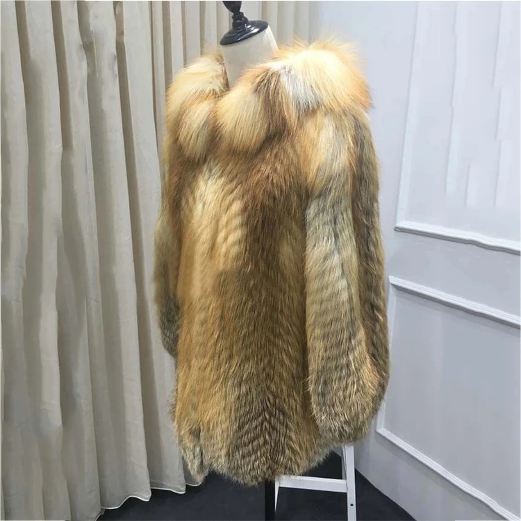 
Winter Custom Warm Real Red Women Fox Fur Coat 