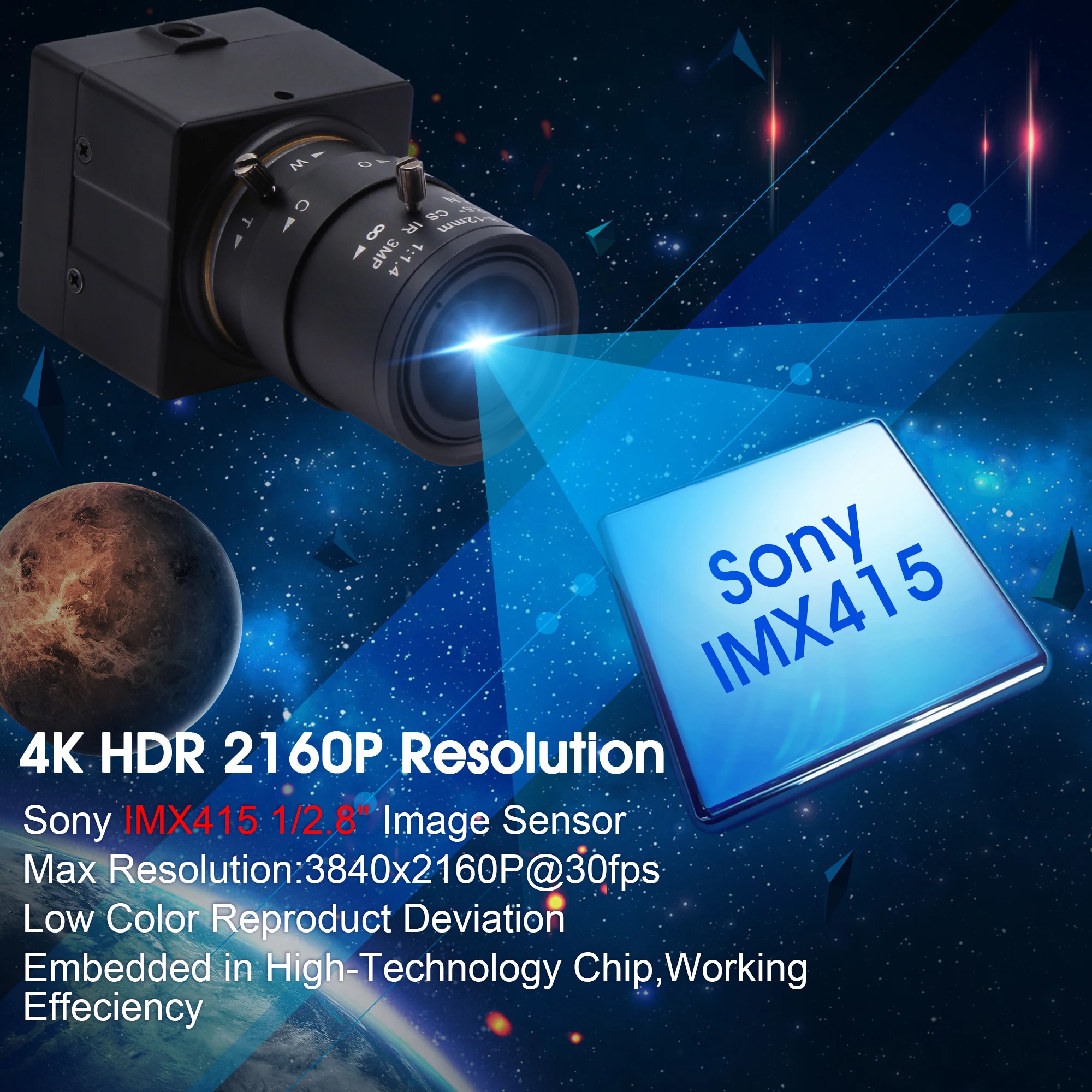 Мини HD веб-камера ELP IMX415 с датчиком UVC и драйвером Профессиональная USB-камера 4K вариофокальным объективом 2