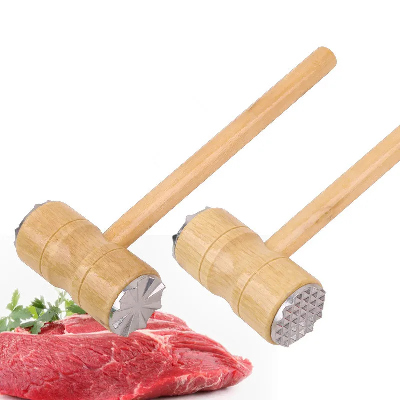 Кухонный молоток для размягчения мяса с деревянной ручкой двухсторонний стейка говядины и птицы