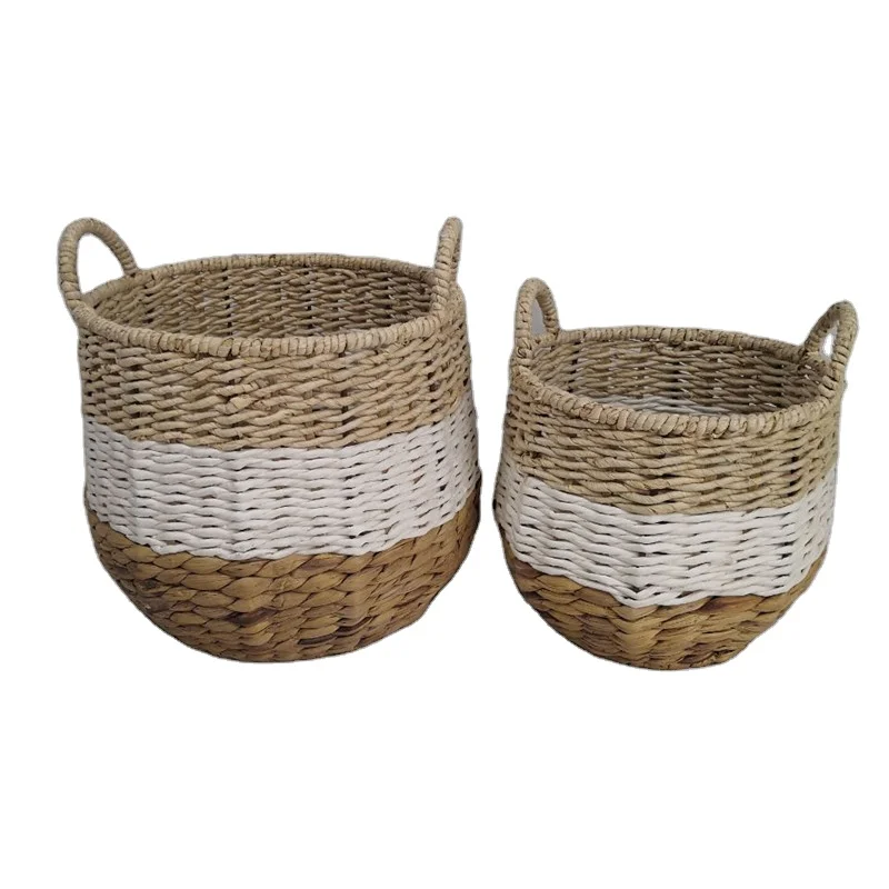 Fashion storage basket with handle oval high quality practical straw basket storage basket