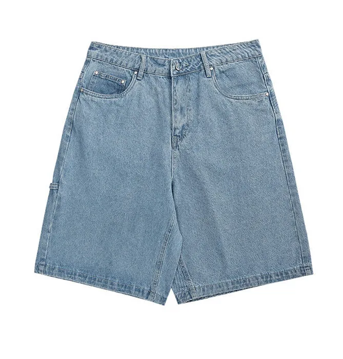 Manufacturer Wholesale Summer High Street Baggy Jean Shorts Custom Logo and label Premium Solid Color Denim Shorts For Men
