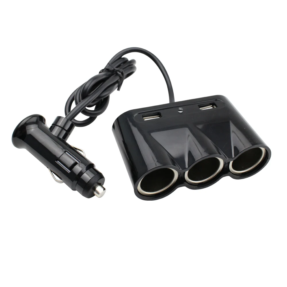 Factory 12V 24V Car Cigarette Lighter 5V 2.1A 3.1A Dual USB 3way Socket Car Charger