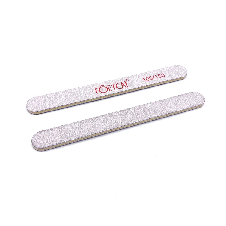 Custom label printing zebra gray good quality durable straight nail file buffer professional sandpaper 100 180 grit