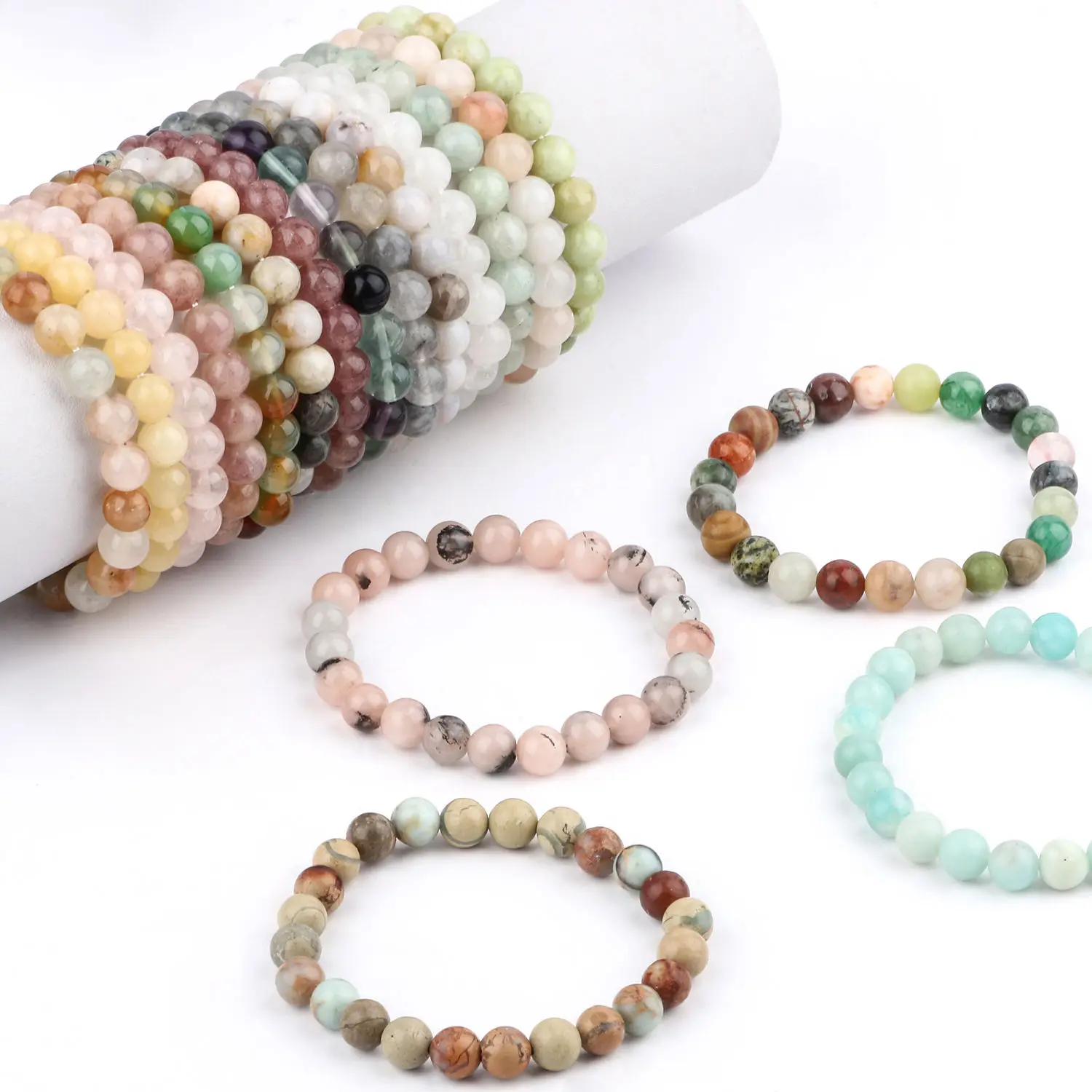 Wholesale Custom 8mm round Natural Bead Stone Bracelet for Men and Women Stretch Fashion Jewelry