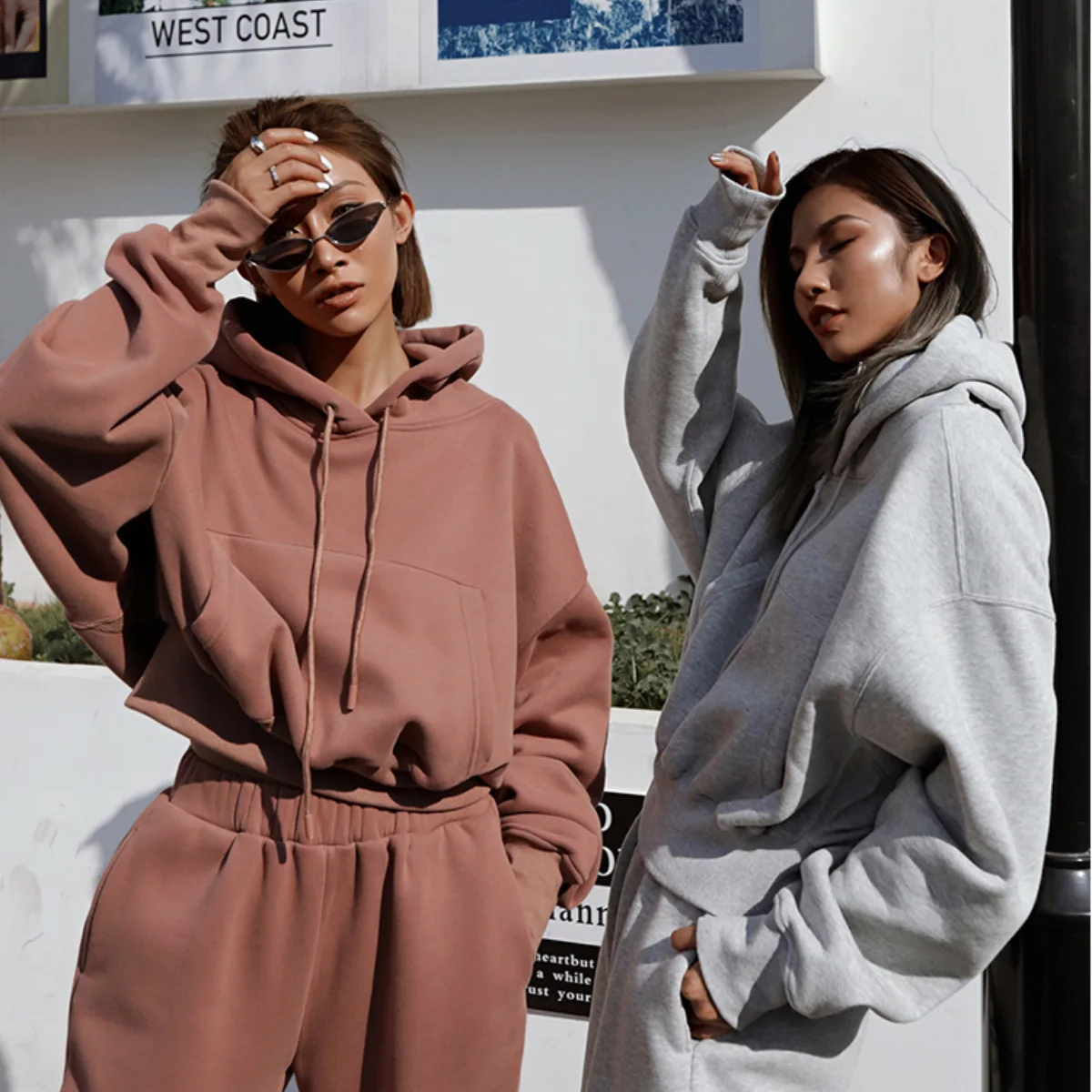  BZZJO New Hip Hop hoody Streetwear Set Two-Piece Sweatshirt oversized Hoodies for