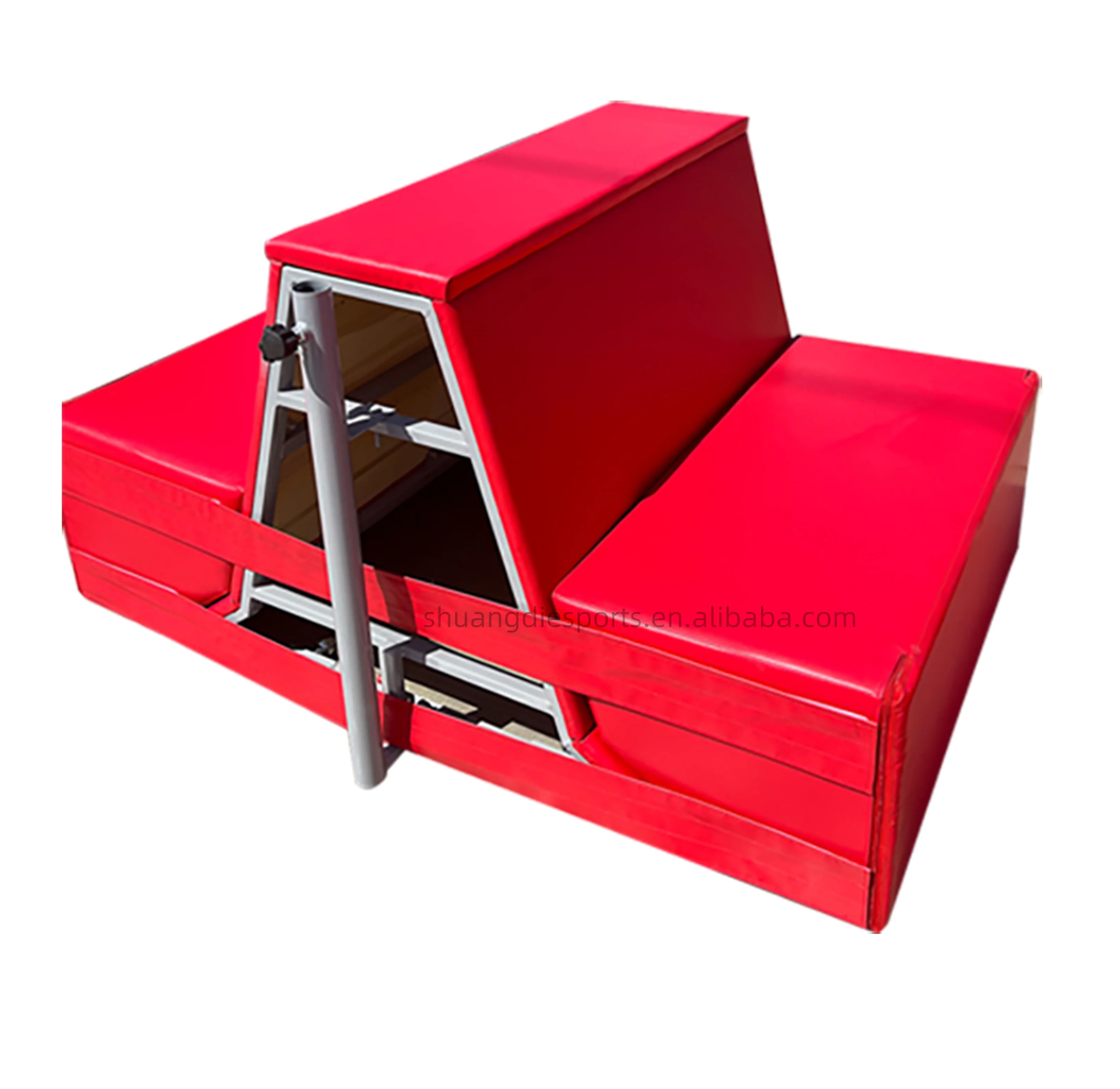 Height adjustable  gym parkour T-frame with raised cushion free running fitness training equipment ninja series equipment