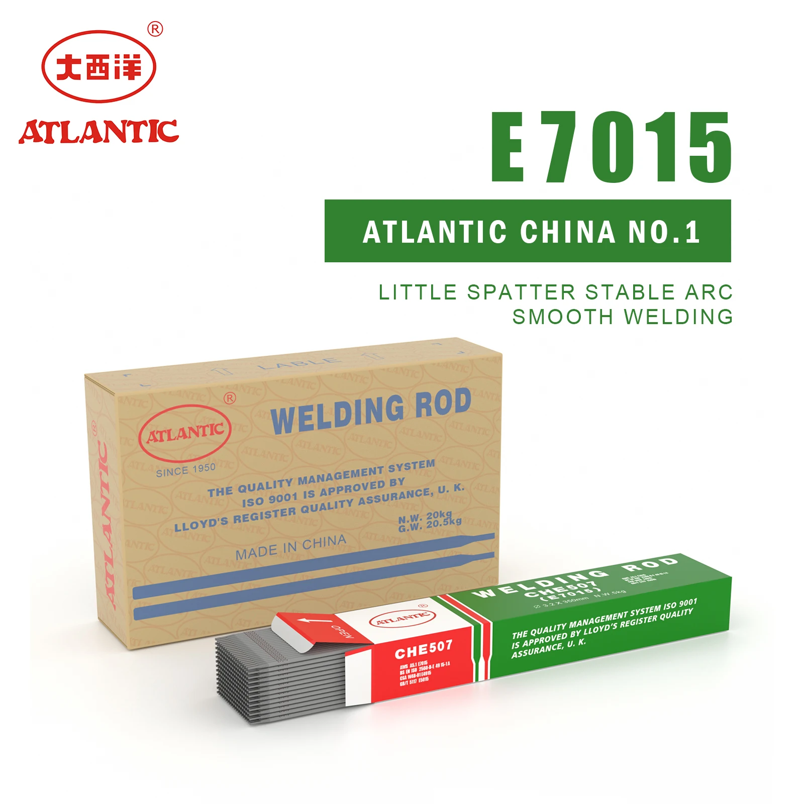 Atlantic 2024 E7015 Electrode Welding Rod High Tensile Steel AWS 5.1 CE ISO ABS 2.5mm 3.2mm 4.0mm