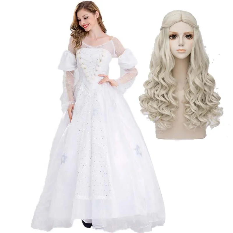 Halloween Women Dress White Queen Alice Wonderland Costume SZAC-016