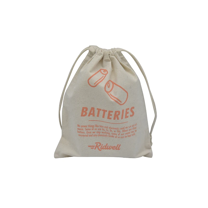 Customized Natural Cotton Muslin Drawstring Bag  For Makeup Package