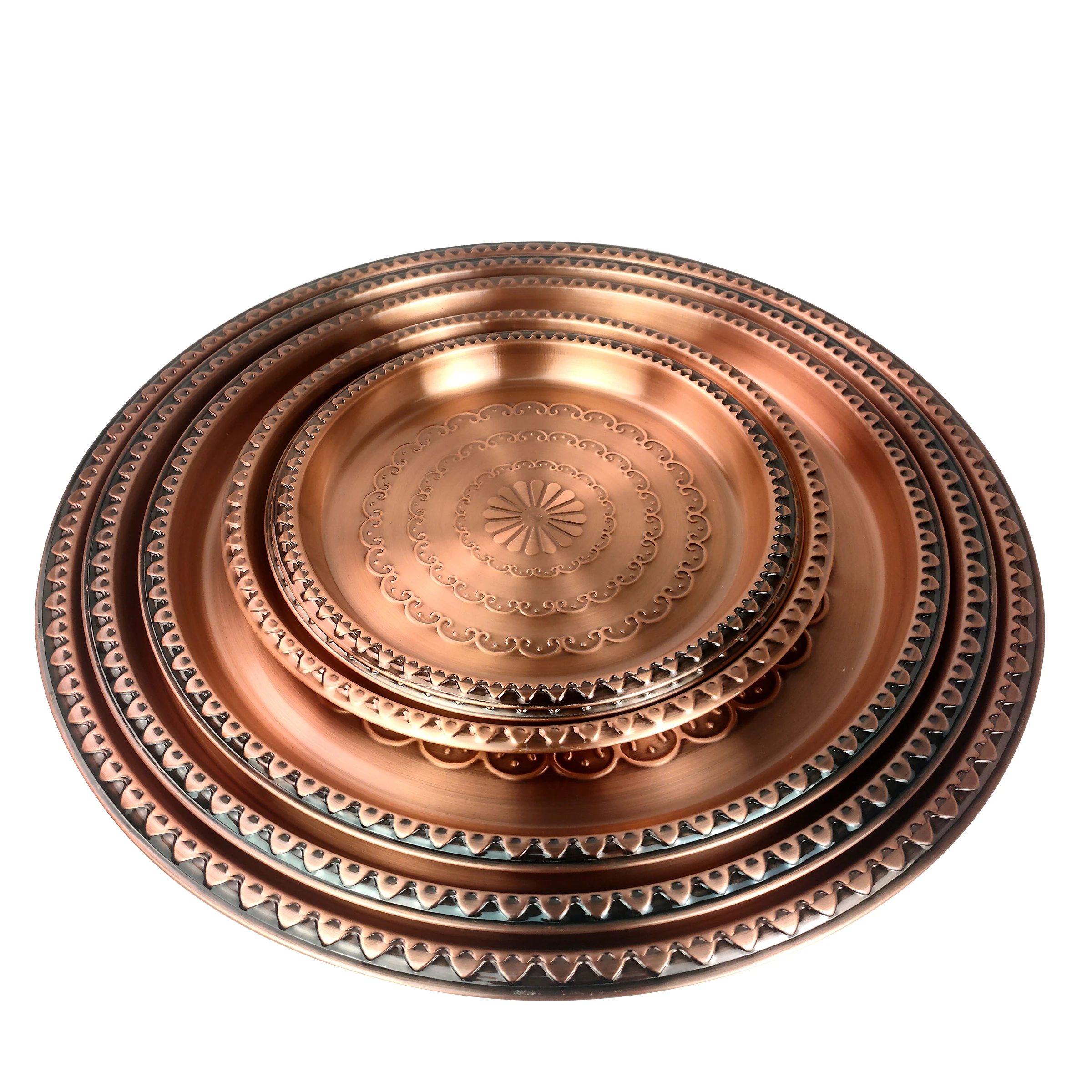 Wholesale high quality durable stainless steel bronze flower plate fruit plate