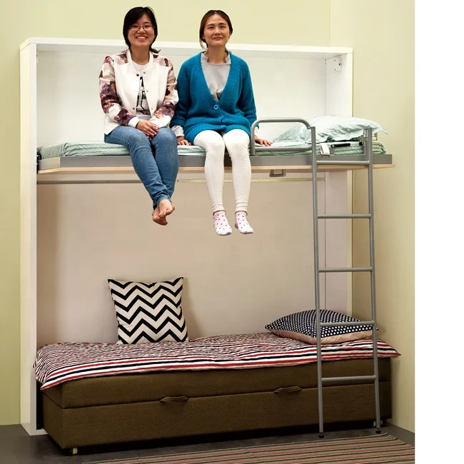 Modern living room multifunctional transformable wooden folding sofa bunk bed
