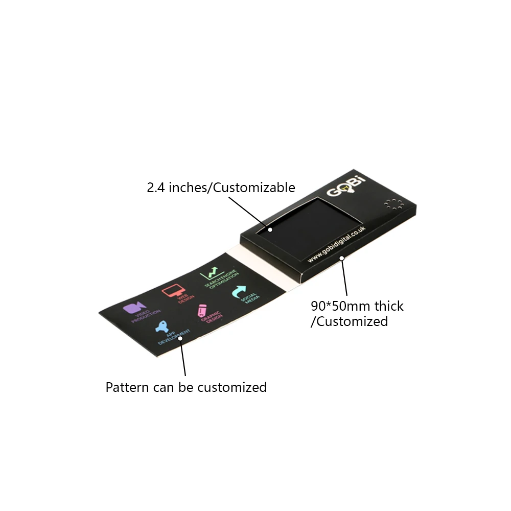 2.4 inch Hd lcd video brochure card ,acrylic digital video wedding invitation card with led light video card